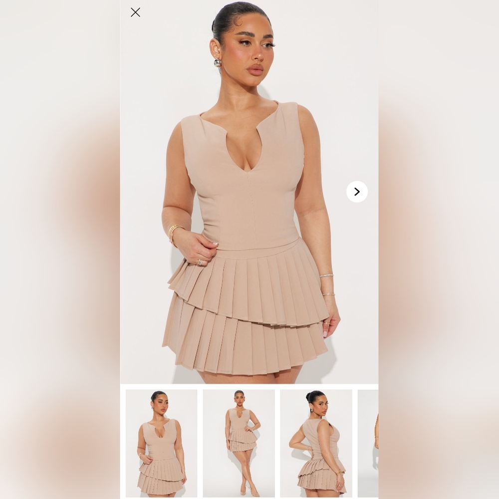Miranda Pleated Skirt Set - Taupe Size LARGE
